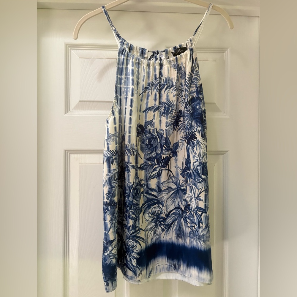 Tropical Blue and White Floral Women's Tank Top